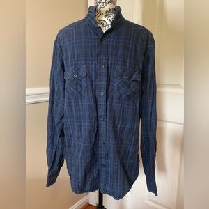 HELIX Men's Button Down Shirt Plaid Blue / Black
Size XL